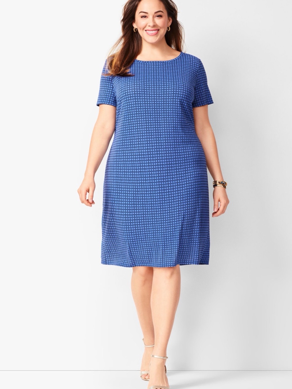 Talbots Blue Geometric Print Shift Dress 3XlP